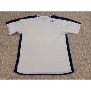 Nike Shirt Men XL White Blue Dri Fit Short Sleeve Vented Breathable Court Swoosh